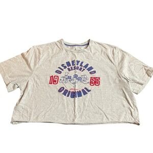 Disneyland Resort Mickey Mouse Graphic T-Shirt Women's‎ Medium Grey Cropped